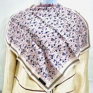 New W/Tag Burberry   Miniscarf/handker 19" Lavender Flora with Black Trim (72)